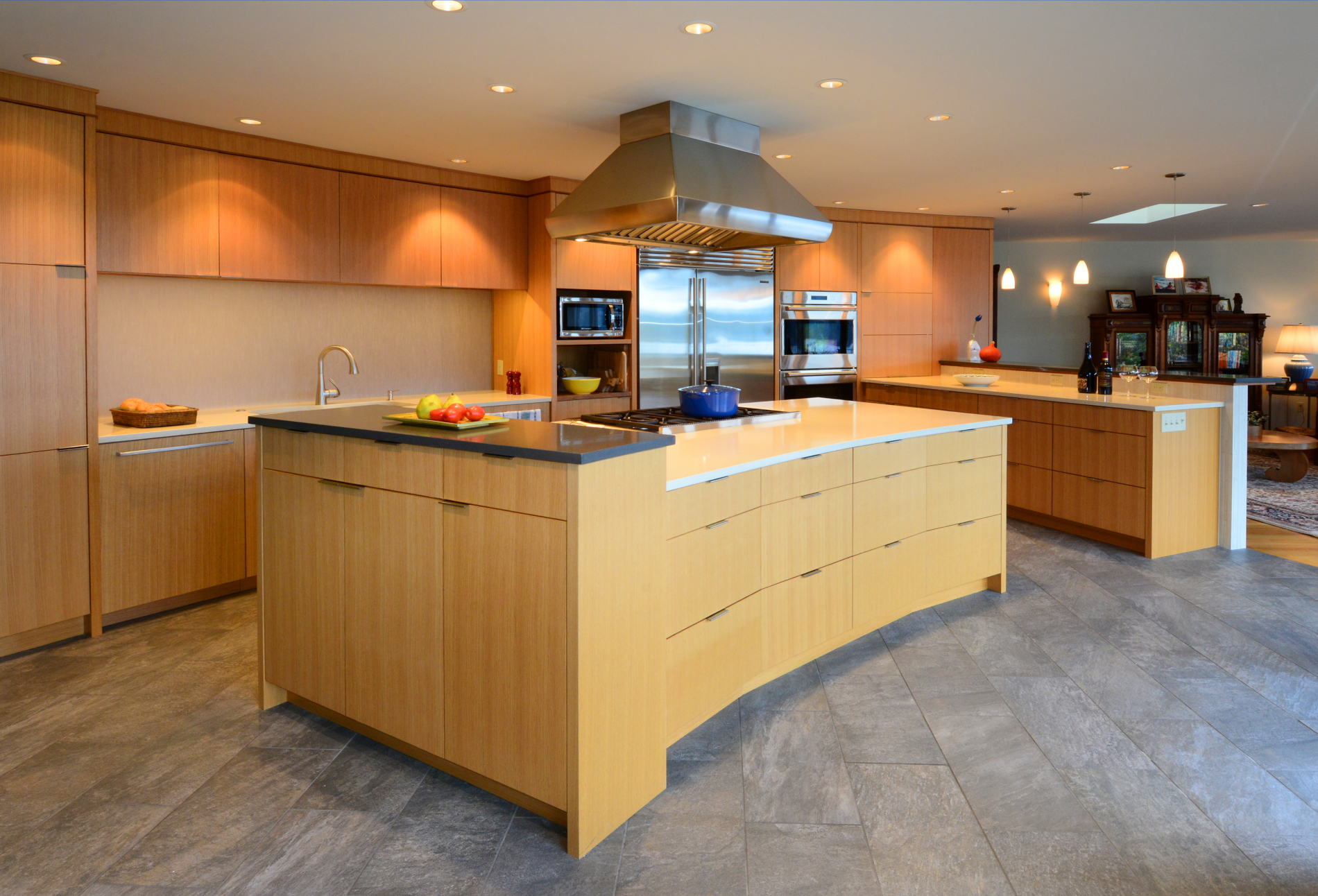 Kitchen from back windows