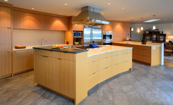 Kitchen island with custom curved design