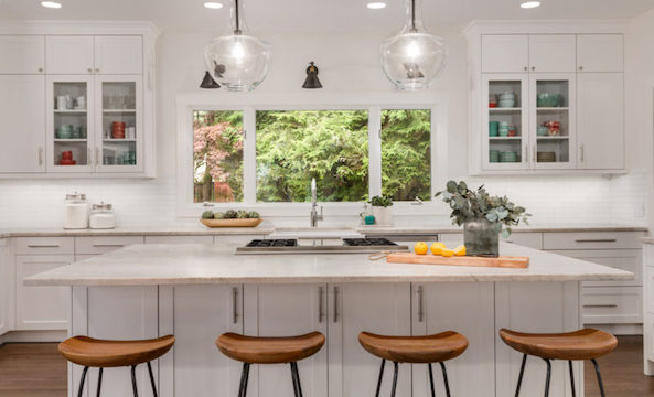 Kitchen with barstools